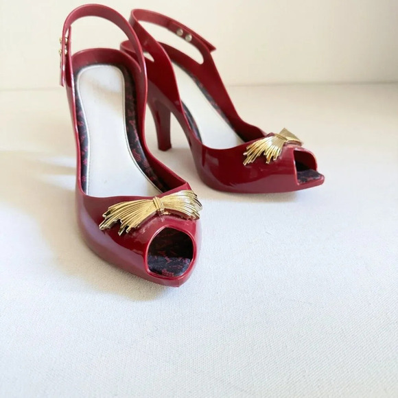 MELISSA X JASON WU LADY DRAGON HEEL - MERLOT 10 - Picture 2 of 11